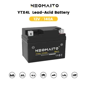 Maintenance-Free Lead-Acid YTX4L-BS Battery, 12V 4Ah, 140 CCA, 6MF4L Power, for 50–100 CC Motorcycles and 50–90 CC ATVs