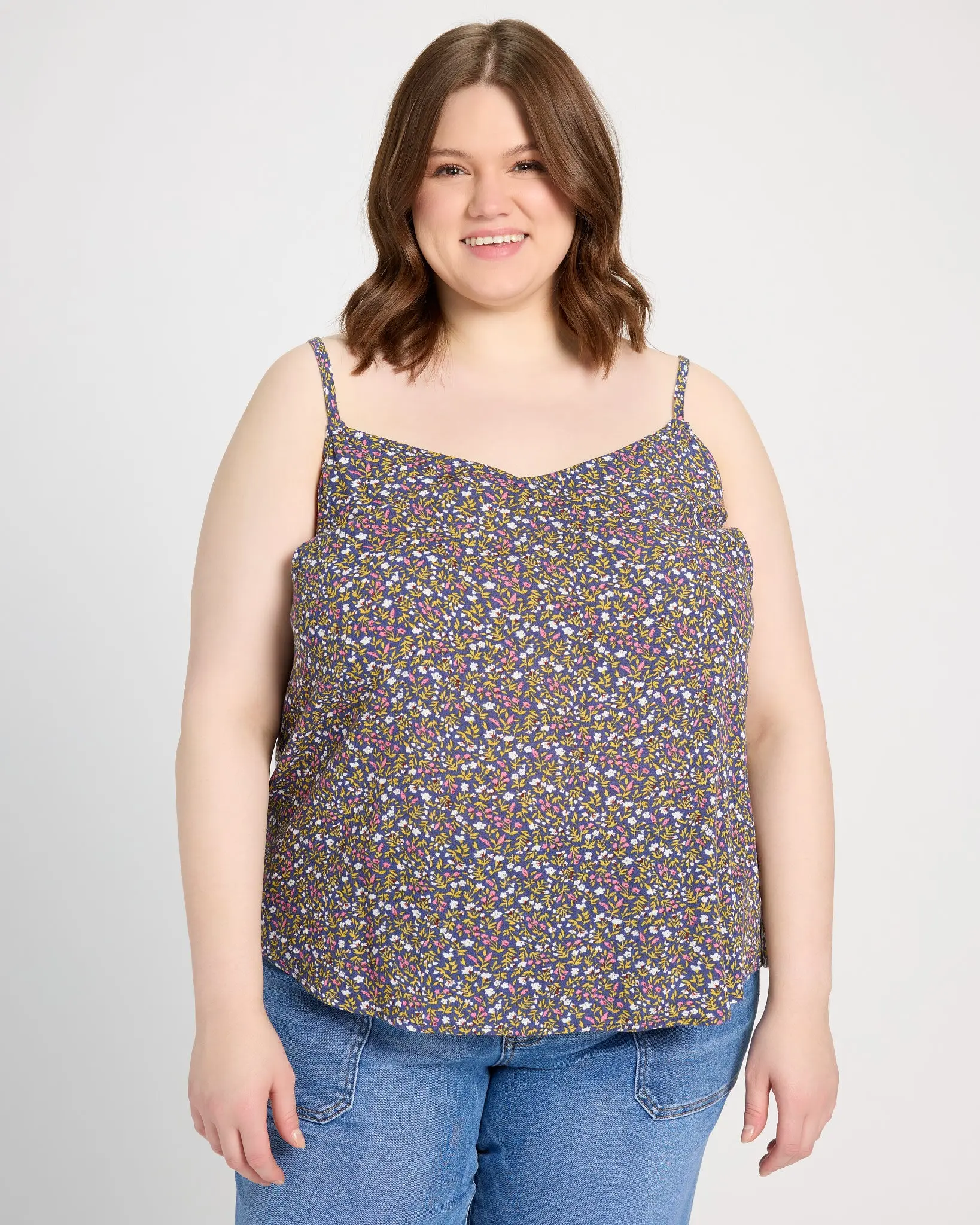 Plus Size Back Strap Floral Cami Top