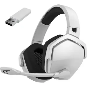 Z-RDL32  Wireless Gaming Headset, 5.3 Bluetooth Gaming Headphones for Ps5, Ps4 Fortnite & Call of Duty/FPS Gamers, PC, Ns, 2.4GHz Headphone with 100Hr Battery, Flip Noise Canceling Microphone - White