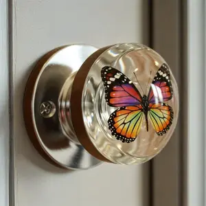 1pc Fashionable Resin Crystal Ball Door Handle, Animal And Flower Crystal Door Handle, Decorative Handle For Cabinets And Wardrobes, Door Knob, Door Hardware