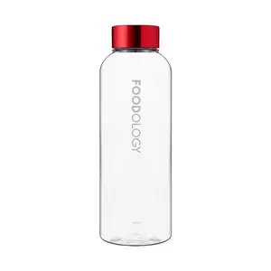 FOODOLOGY Bottle for Drink Mix (Red, 16.9fl oz) - Leak Proof, Lightweight, Durable Sports Water Bottle. Reusable for Gym, Outdoor, Travel. BPA Free, Clear Beverage Container