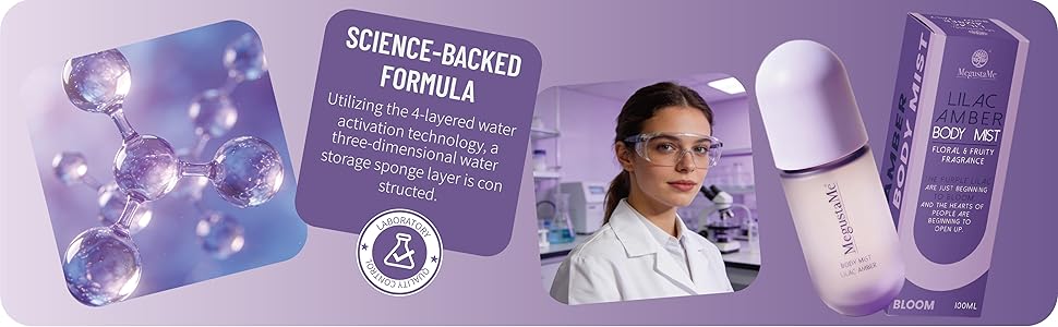 Lilac Amber Body Spray for Women, Long Lasting Floral Woody Fragrance Mist, Paraben & Phthalate Free, Gentle Elegant Daily Perfume, Skin Safe Feminine Body Scent, Travel Size 3.38 fl oz (100ml)