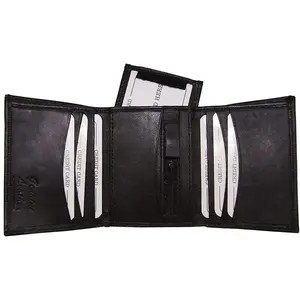 CARTER Leather Trifold credit card zipper coin pocket with Velcro Dual Window ID Wallet