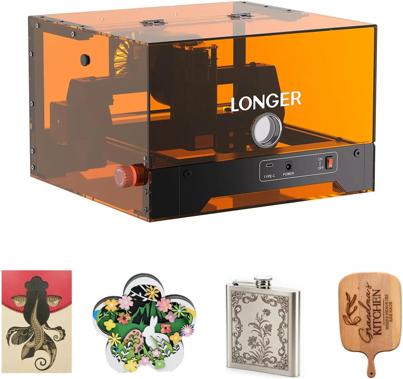 LONGER RAY5 MINI Portable Laser Engraving & Cutting Machine - 12000mm/min Speed, USB & WiFi Connectivity, DIY Engraver Tool, Precise Results, Defined Area, Lifetime Support, for Wood, Metal, Acrylic Engraving Tool