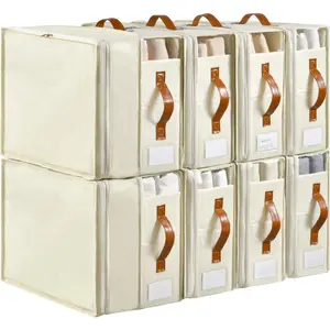 Bed Sheet Organizers and Storage, 8 Pack Linen Closet Organizers with Adjustable Zipper, Foldable Bedding Storage for  or  Size Bedsheets, Duvet Covers and Pillows