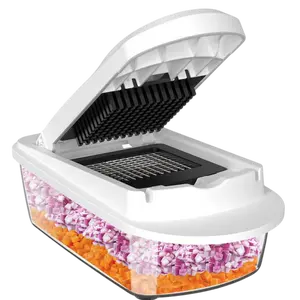 8 Blade All-in-1 Vegetable Chopper Mandoline Slicer with 17L Container Dishwasher Safe Kitchen Gadgets for Onions Peppers Tomatoes Cucumbers Carrots White