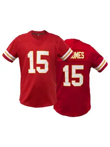 High Quality Women's #15 Stitched Football Jersey, V Neck Embroidered Breathable Chief Rugby Jersey, Short Sleeve T-Shirt, Loose Fit for Outdoor Sports & Casual Wear, Football Shirts