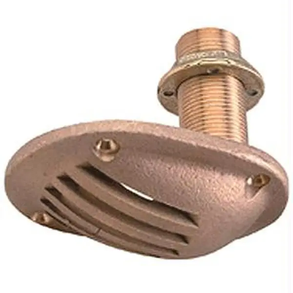 Perko 1-in Mechanical Hardware Intake Strainer, Bronze Construction, 1-in Pipe Size, Machined Slots, Hull Thickness Compatibility, Screw-Mounted, Spare Flanged Nut, Made in the USA, Strainer Inches Compatible