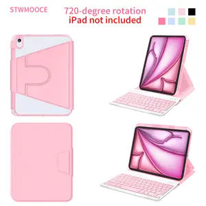 STWMOOCE 720-Degree Rotation Case for iPad Tablet Wireless Keyboard Cover Compatible with 10.2-inch iPad7th/8th/9th gens,10.9-inch iPad 10th Gens,iPad A16(chipset),iPad Air4/5th Gens,iPad Air(M2/M3 chipset),iPad Pro1st/2nd/3rd/4th Gens, Pink Computer case