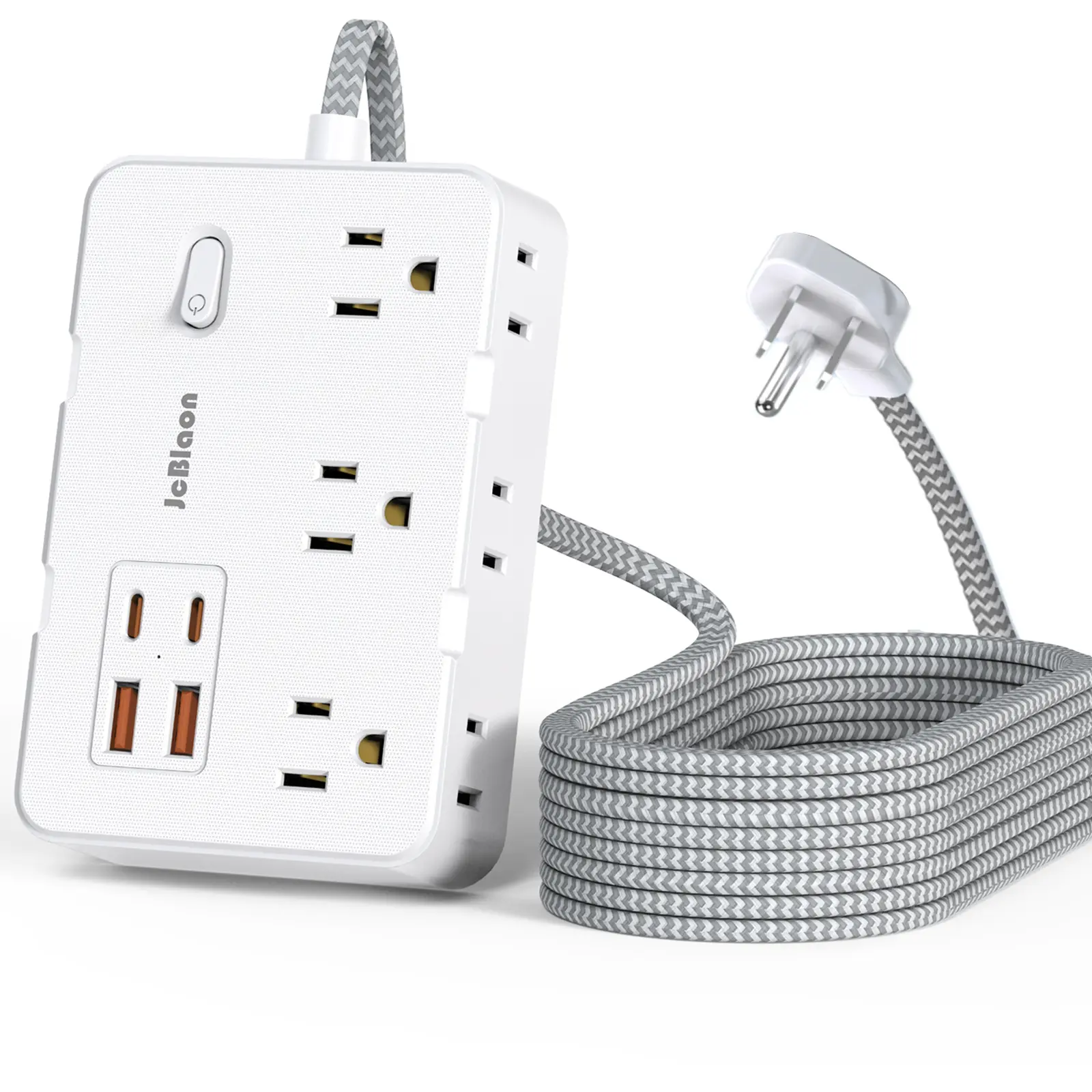Extension Cord 15 ft, Surge Protector Power Strip with 6 Outlets 4 USB Charger(2 USB C Port), Flat Plug Outlet Extender for Indoor, Home, Office