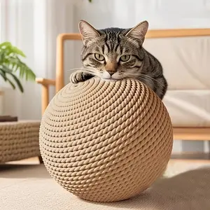 Large Jute Cat Toy Ball, Safe Jute Material, Self-Amusement, Indoor Outdoor Play, Ideal for Medium Cats, Perfect Gift for Cat Lovers