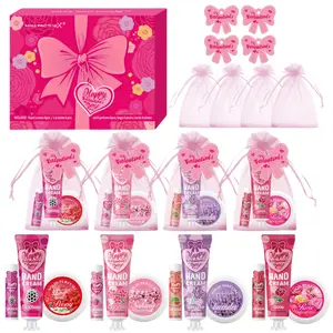 Valentine's Day Perfect Gift Bundle Gift Set 20pcs Box Wedding Bulk Thank You Gifts Lip Balm Hand Cream Perfume Bag Bow Card Unique Gift for Colleagues Friends Women