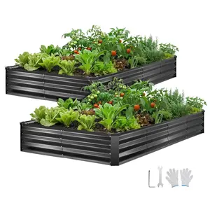 VEVOR 1 Pack Galvanized Raised Garden Beds, 6x 3x 1 ft, Rectangular Metal Planter Boxes Kit Outdoor, Bottomless Elevated Planting Box with Gloves, Alu - Zinc, for Growing Flowers Vegetables, SilverVEVOR Super Brand Day