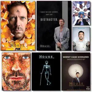House MD TV Classic Vintage Poster HD Waterproof Self-Adhesive Art Vibrant Wall Print for Living Room Bedroom Bar Parlor Home Decor Gift Fade-Resistant Easy-Apply Durable Dly Artwork Multiple Sizes, High Definition, Easy to Apply & Clean
