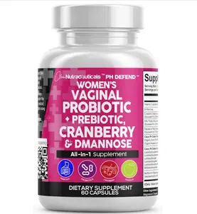 Clean Nutraceuticals Vaginal Probiotics for Women with Cranberry, D-Mannose, Prebiotics, pH Balance Support, Feminine Health, Urinary Tract Cleanse – Capsule Alternative to Gummies – 60 Count