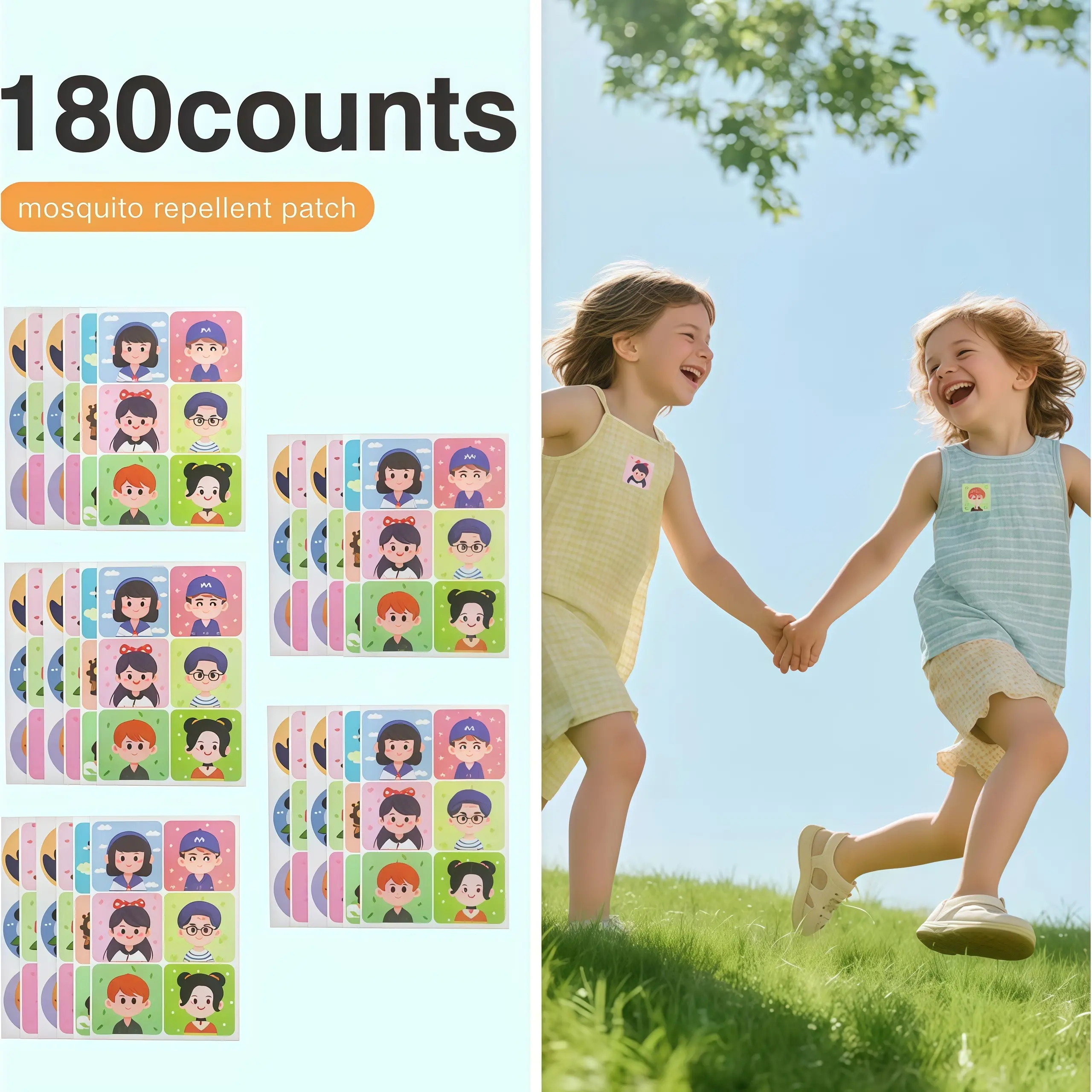 180-Count Lemon Oil Animal Insect Repellent Stickers, Cute Animal Design, Adheres to Clothes & Backpacks, Sealed Storage Preserves Effectiveness