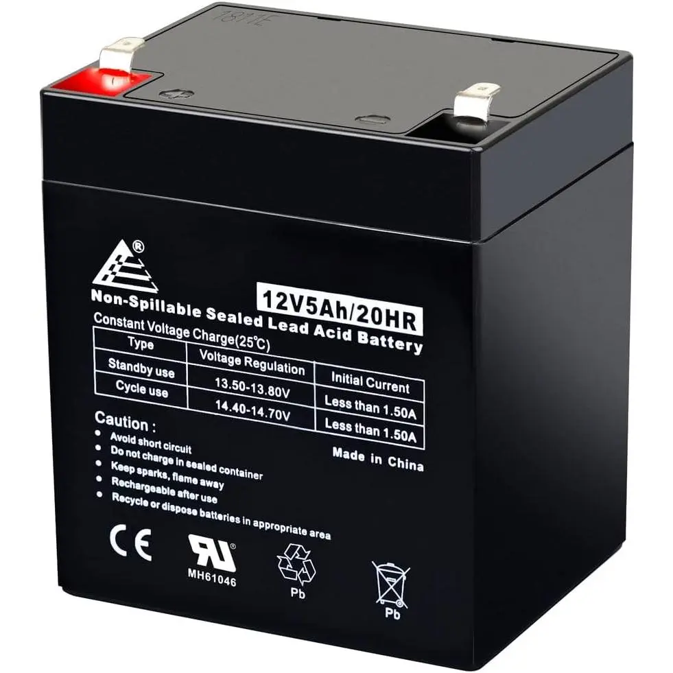 12V 5AH VRLA AGM Long-Life Maintenance-Free Secondary Rechargeable Battery Pack (1 Pack), 3.54x2.76x3.98 Inches Compact Lightweight Batteries for Scooter, LiftMaster 485LM, Craftsman 53918 Garage Door Openers - Manufacturer Warranty