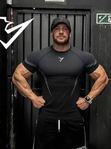 Men's Round Neck Short Sleeve T-Shirt, Breathable Comfort Fit, Gym Workout Training, Outdoor Running, Casual Fashion Top, Workout Activewear, Gym Training Sportswear