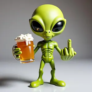 Alien Statue Fun Home Garden Sculpture Desktop Decoration Gift, Alien Figurine Beer Cup Set, Perfect Sci-Fi Fan Gift, Funny Home Decor, Unique Home Decor