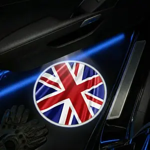 2 Pcs England Carbon Fiber Welcome Lamp Set, Car Door Projection Light, Laser Decorative Floor Lamp (batteries Not Included)