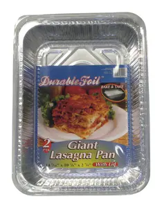 212 MAIN Aluminum Recyclable Durable Foil Lasagna Pan with Lid - 10.62x14.43 in, Silver, Pack of 12, Disposable Kitchenware Bakeware Baking Tray for Cooking