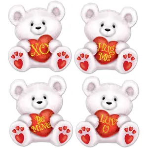 PMU Valentine’s Day Decorations Mini Valentine Bear 5 Inch Cutouts Party Accessory Valentine's Day Theme Event Decoration Indoor/Outdoor Party Accessories - 10/pkg
