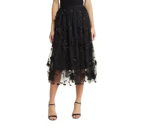NIKKI LUND Audra 3D Floral Embroidered Skirt