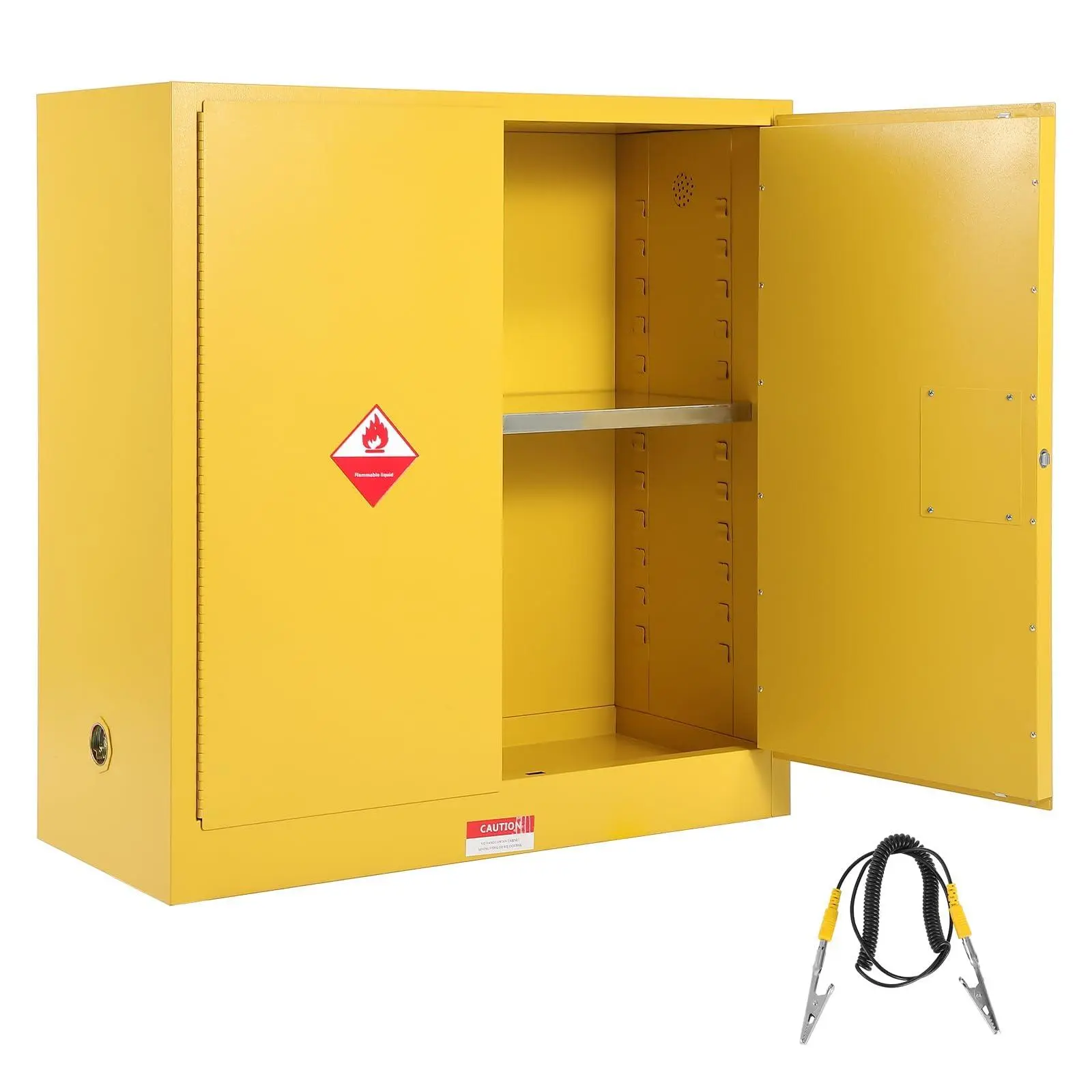 Hazardous Storage Cabinet, Flammable Safety Cabinet with Fire Resistant Cold-Rolled Steel, Industrial Flammable Liquid Storage with Spill Tray, Ventilation & Grounding, Adjustable Shelf for Workshop