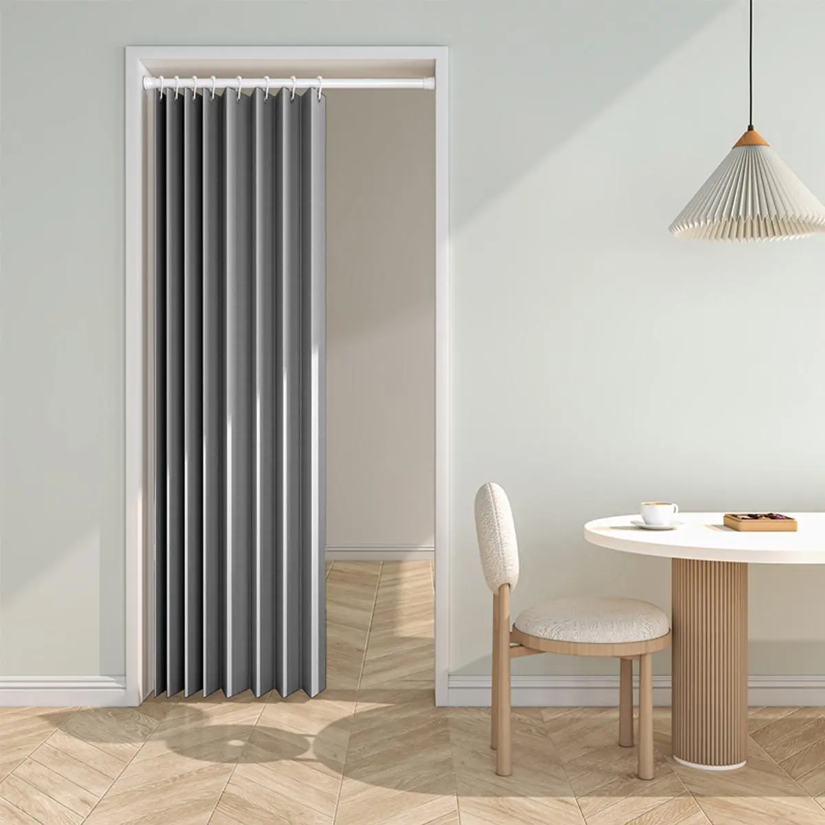 Folding Door Curtain, Home Decorative Curtain, Polyester Privacy Curtain, 1 Count Vertical Blinds, Modern Blackout Window Curtain with Tiebacks, Home Decor for Living Room Bedroom Office, Privacy Grommet Curtains, Home Decoration Curtain
