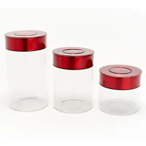 LocknLock 3-Piece Stainless Steel & Glass Push Lock Canisters LocknLock 3-Piece Stainless Steel & Glass Push Lock Canisters