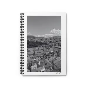 Cityscape and Rooftop Garden Oasis Croatia | Black and White Signature Series Spiral Notebook - Ruled Line