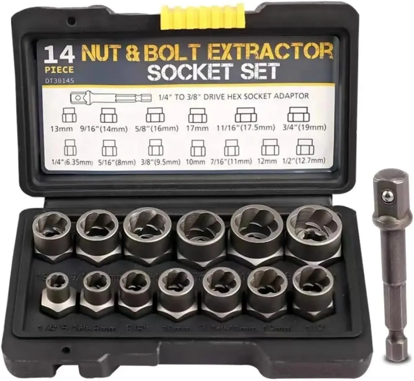 Bolt Extractor Tool Set, 13+1 Counts Impact & Nut Remover Stripped Lug Remover, Drive Rounded Bolt Remover for Removing Damaged, Frozen Universal Impact impact bolt