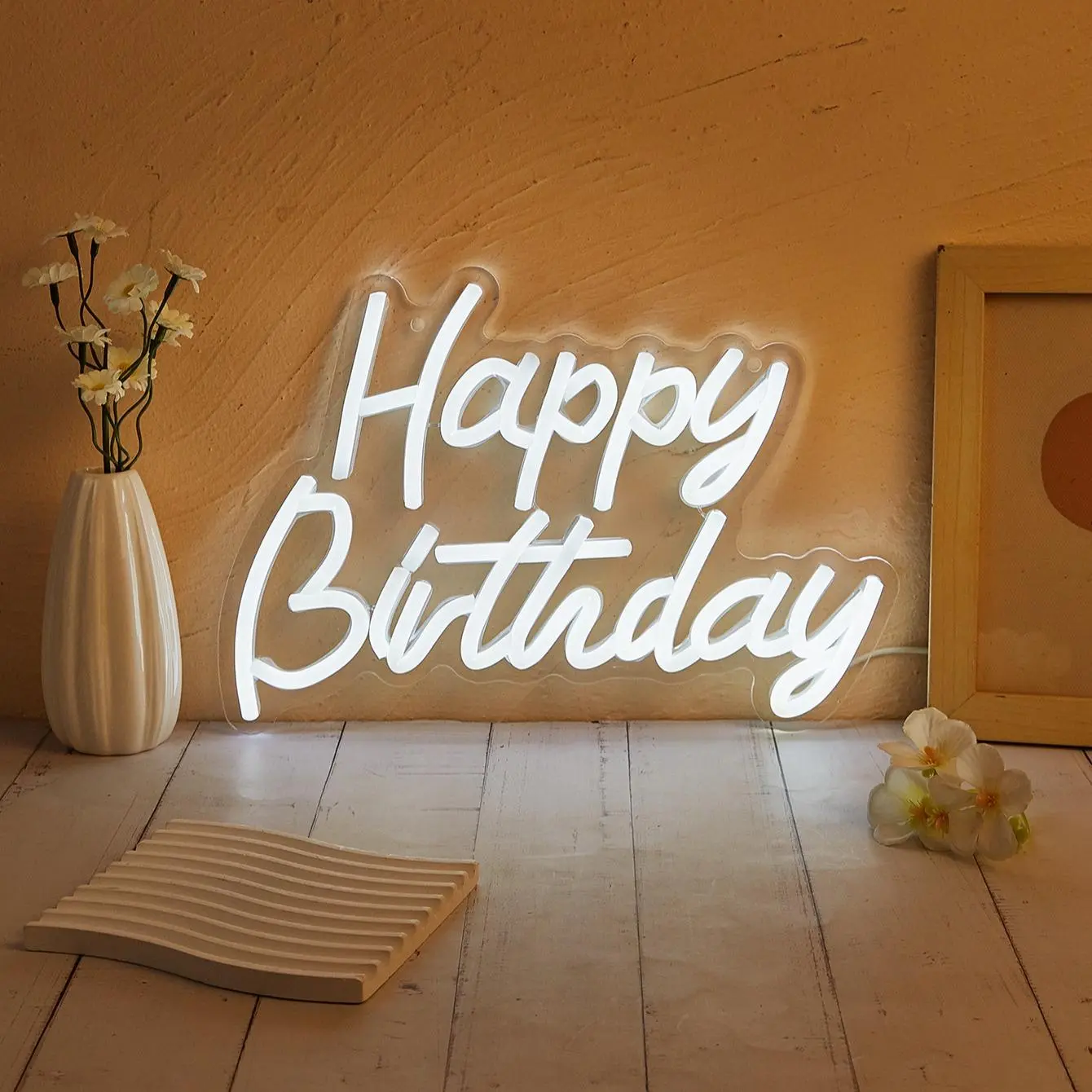 1pc Plastic Neon Birthday LED Neon Sign - 29x20.5cm Letter Shape Creative LED Lighting, Wall Hanging Home Festive Decor for Kid Room Party Gift