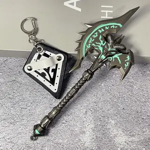 7inch 18cm Metal Fake Katana Axe Figurine Model Original Samurai Sabre Iron Ninja Knife Anime Cosplay Accessories Prop Real Size Japanese Katana Damascus Sword Medieval Sabre Golden Sword Steel Blade Figure Model Gift