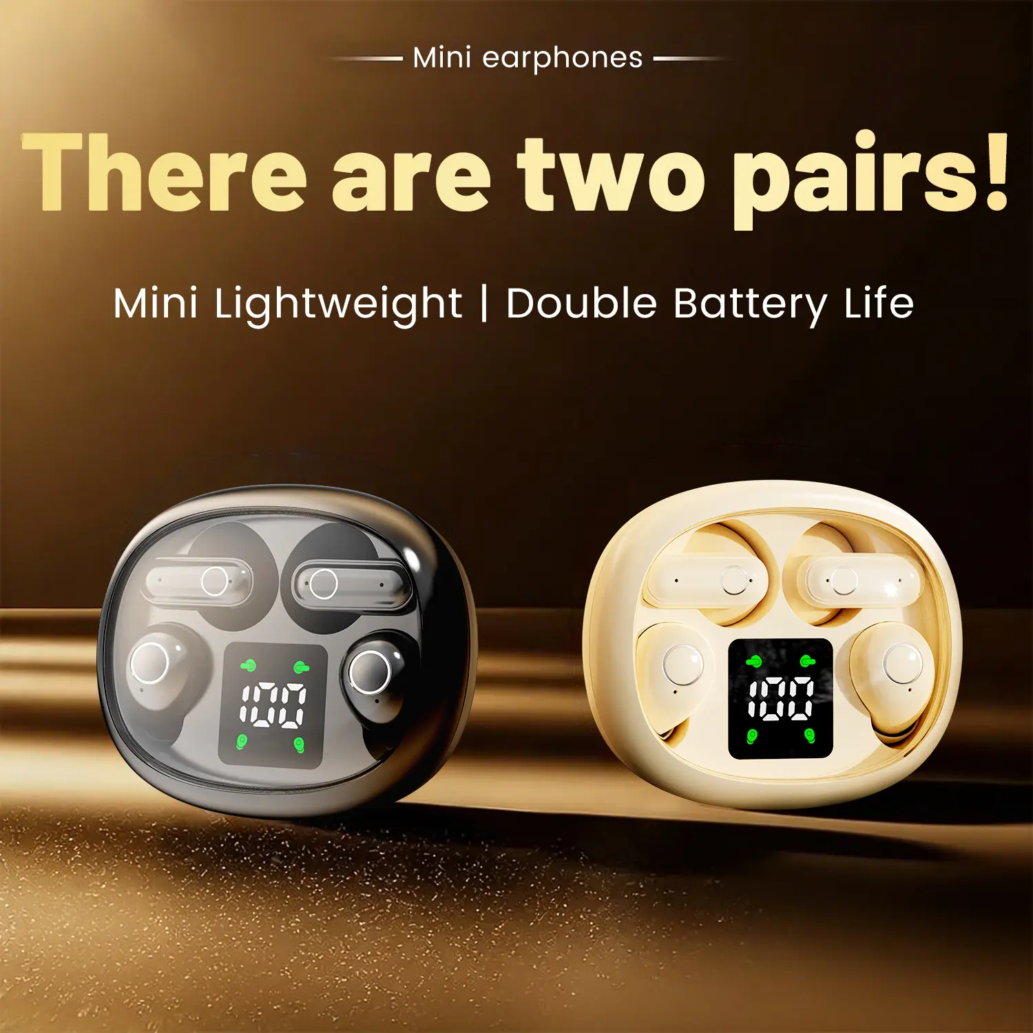 Four in one wireless noise cancelling headphones with LED display screen, sleep stress free mini wireless headphones, stereo sound system, long battery life, transparent shell, couple game gift, electronic earbuds, wireless in ear Bluetooth earbuds