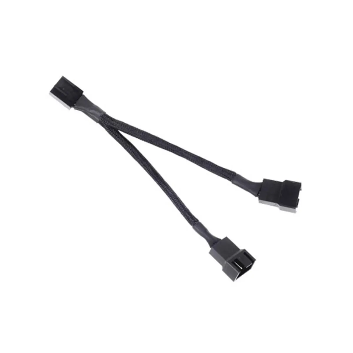 Silver Stone Technologies 3.94in 1-to-2 All Black Sleeved Cable - PWM Support, Connects 2 Fans to Single Motherboard PWM Header, Desktop/Laptop Component Accessory for Fan Control