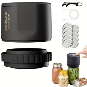 5W Lithium Battery Powered Semi-Automatic Mason Jar Vacuum Sealer - LED Digital Sealer for Kitchen Bottles and Cans, Food Preservation Tool