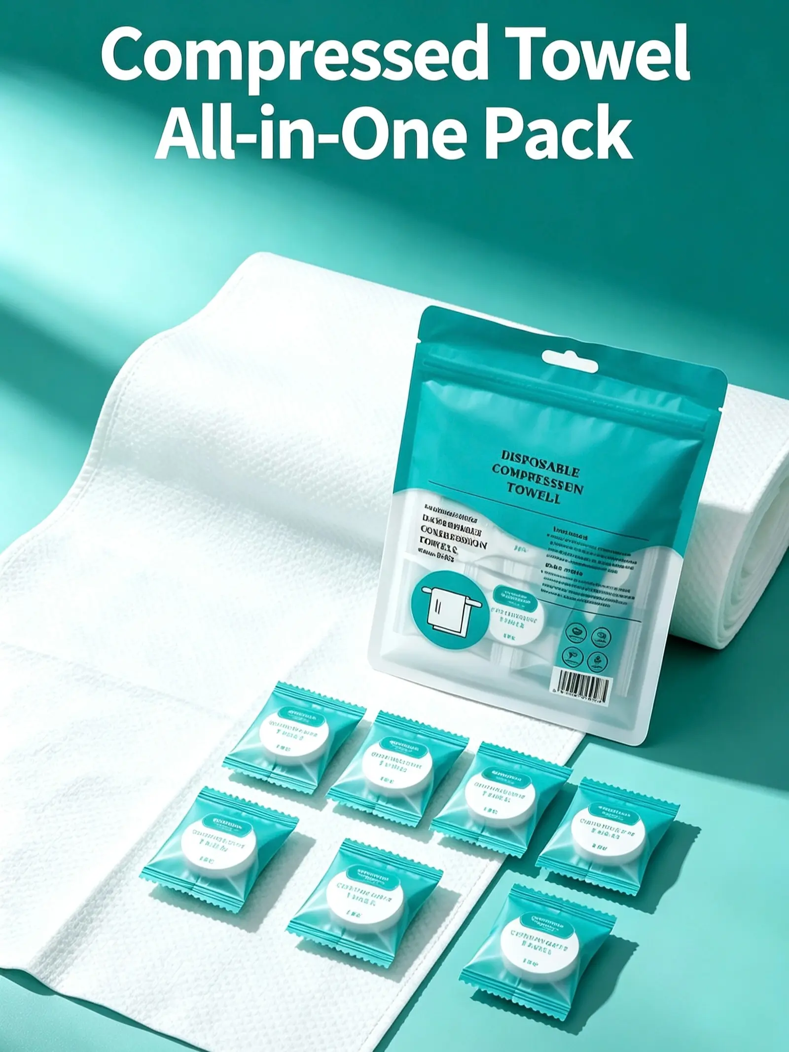 6-Piece Disposable Compressed Cotton Towel Sheets - Lightweight, Soft, Thickened, Tear-Resistant, Compressible Portable Skincare Tool for Cleansing, Body Wiping, All Skin Types, Bacterial Cross-Infection Prevention (30×60cm, Home/Travel Bathroom Supply)