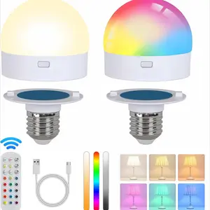 Rechargeable Wireless Magnetic RGB Bulb, Remote Control, 15 Colors, Timer & Dimmable, Easy Detachable Installation, Emergency Light Bulb