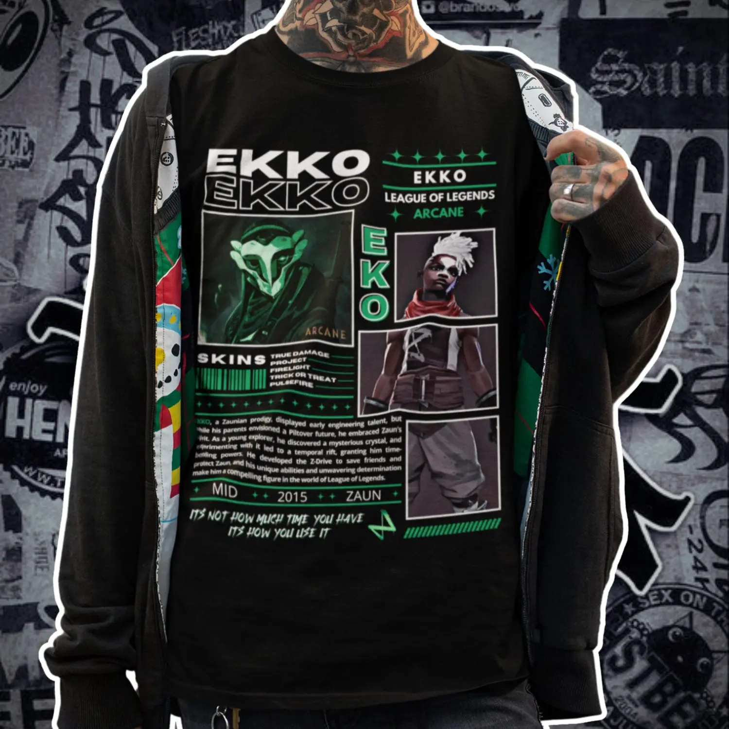 Ekko Shirt, Gaming Shirt, LOL Shirt, Gift for him, Gift for her, Arcane Shirt, Gamer Shirt, Ekko Arcane Shirt, Ekko Tee, Unisex Cotton Tee