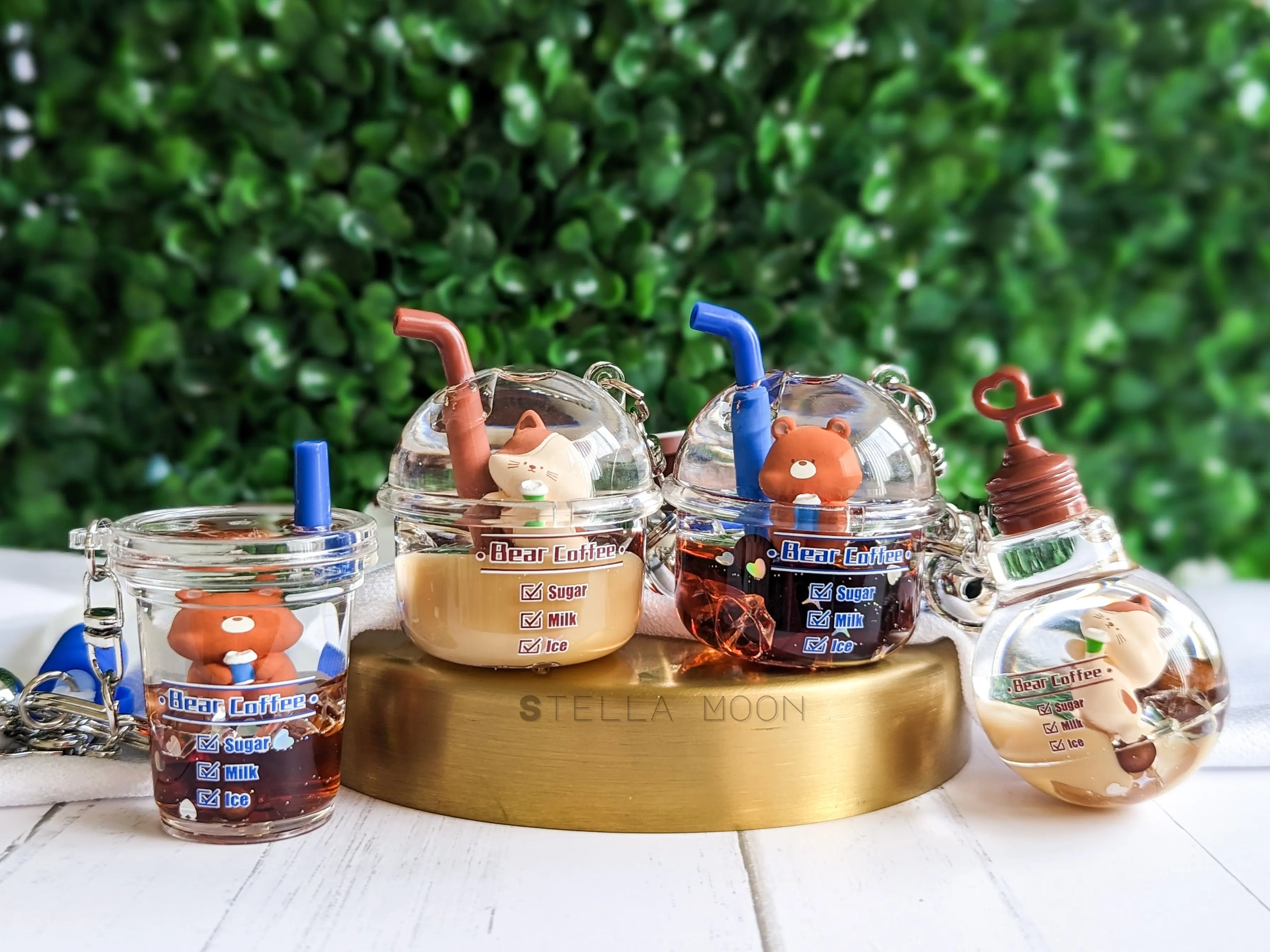 Coffee Boba Keychain, Milk Key Ring, Bear Accessory, Black Pearl Key Charm, Bubble Tea Cup Design, Tapioca Ball Shaker, Fidget Toy, Bear Cat cute keychain