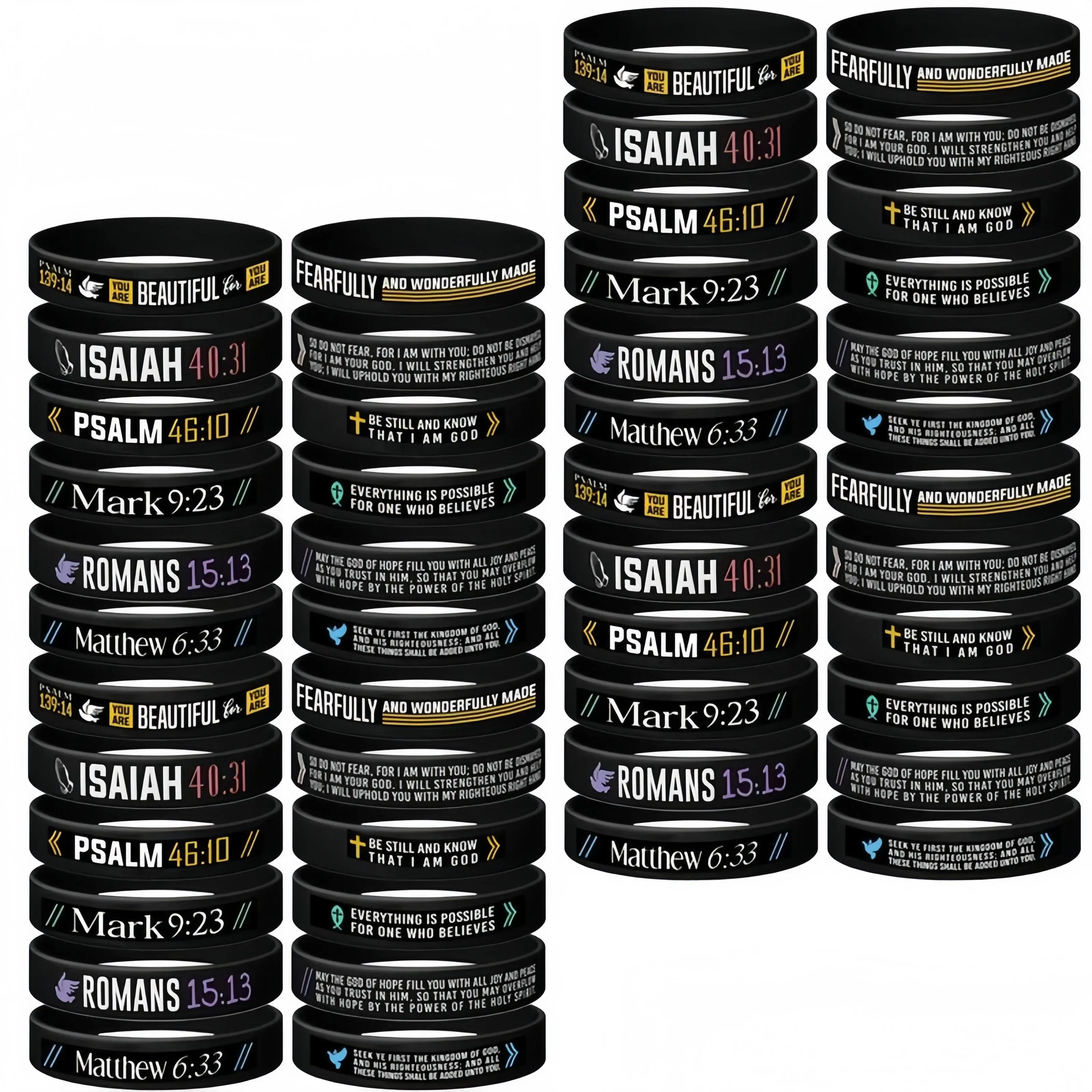 Bible Verse Silicone Rubber Bracelet, 12/24 Pcs Christian Inspirational Daily Religious Wristband for Men Women Encouragement Boy Perfect Gift for Valentine's Day Father's Day Mother's Day Anniversary Birthday