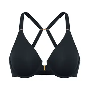 DELIMIRA Women's Inbarely Plus Front Closure Bras Racerback Full Coverage Plus Size Unlined Underwire Bra SpringStatements