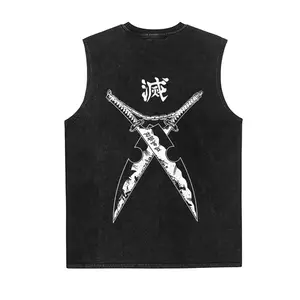 Demon Slayer Anime Vintage Tank 90s Graphic Sleeveless Tank Tops Men Vest Streetwear Outfits Men Vacation Outfits Sleeveless Shirt