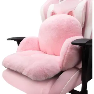Cute Soft Chair Cushion for Office Desk, Gaming. Comfy Floor Seating for Adults. 17”x16.5”. Pink Cat Design for Bedroom, Playroom, Dining and Living Room Decor