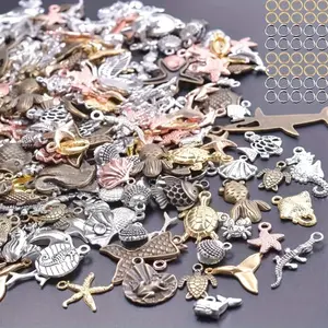 100/200g DIY Retro Marine Animal Series Jewelry Accessories, Equipped with Jump Rings, Mixed Color Accessories for Marine Animal Series Pendants, Keychains, Chest Chains, Necklaces, and Earrings