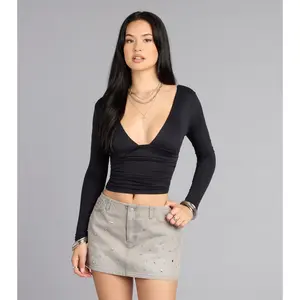 Serve It Up Long Sleeve Crop Top
