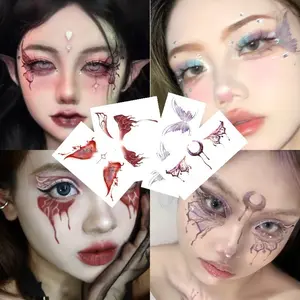 Halloween cartoon tattoo stickers, cute pumpkin skull stickers, face stickers, bat children's makeup stickers gifts