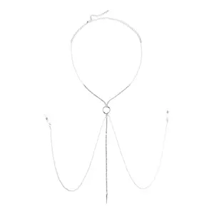 OIDEA Non Piercing Nipple Chain Necklace for Women, Rhinestone Diamond Tassel Body Chain Jewelry summerwins,summerwins