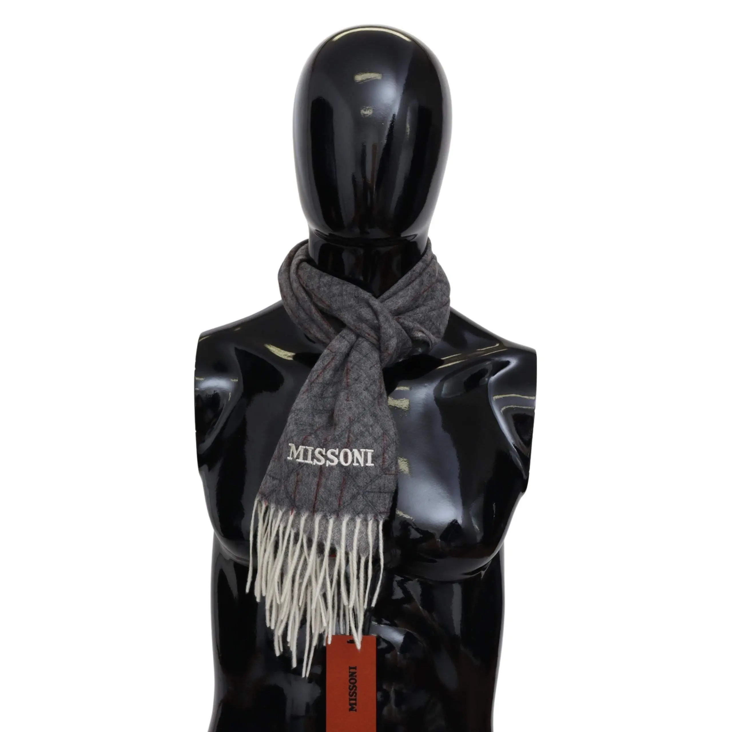 Missoni Gray Patterned Cashmere Unisex Neck Wrap Shawl Scarf